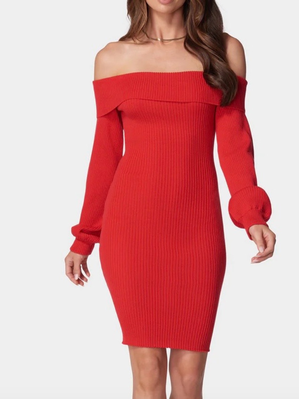 bebe Red Ribbed Knit dress